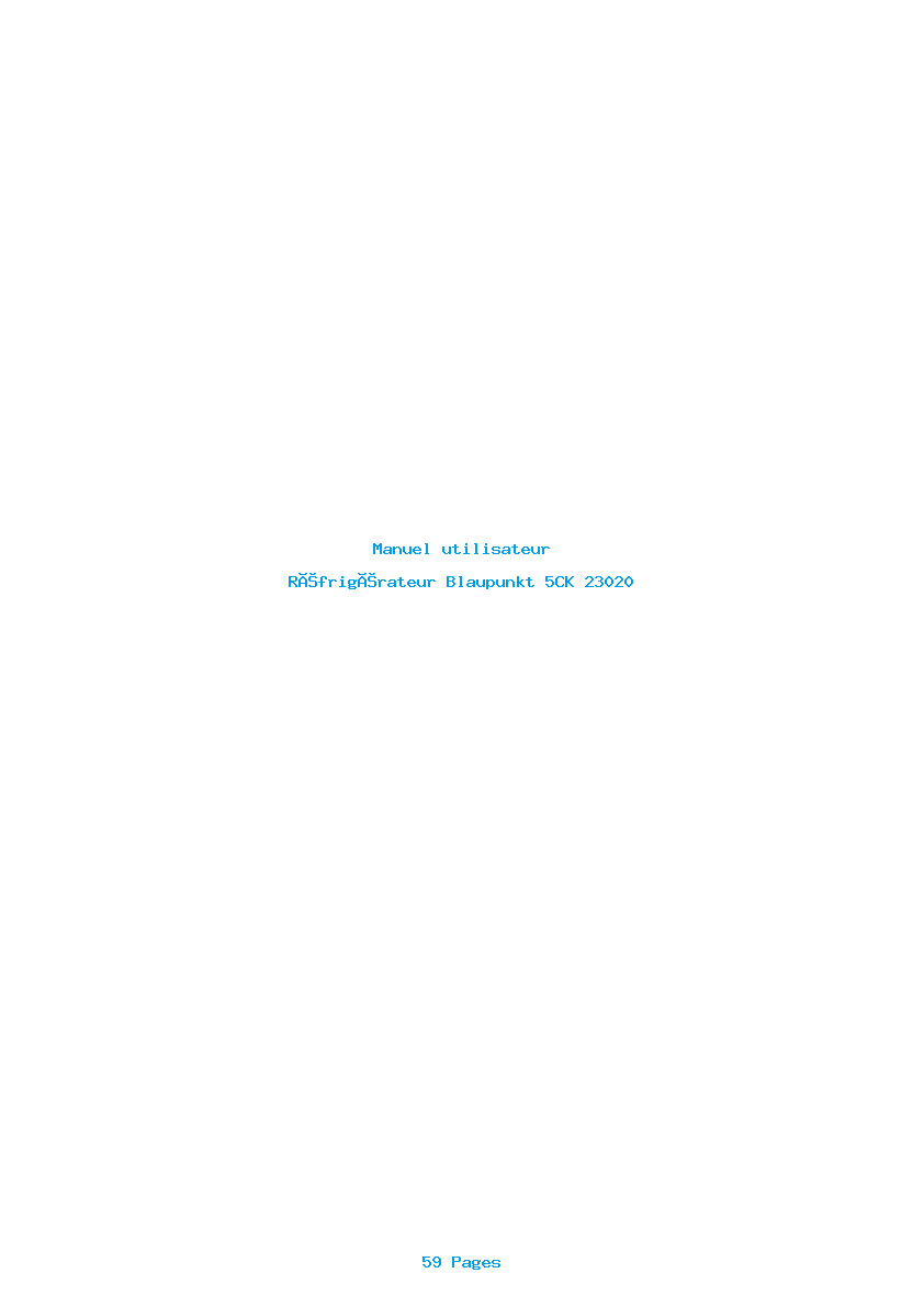 Page 1 de la notice Manuel utilisateur Blaupunkt 5CK 23020