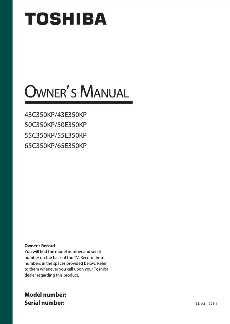 Page 1 de la notice Manuel utilisateur Toshiba 50C350KP