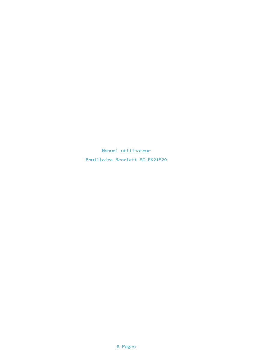 Page 1 de la notice Manuel utilisateur Scarlett SC-EK21S20