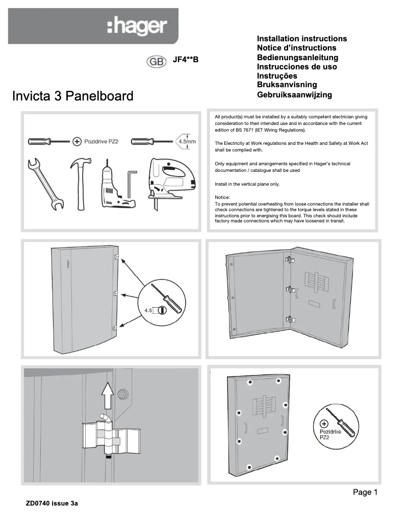 Page 1 de la notice Manuel utilisateur Hager JF408B