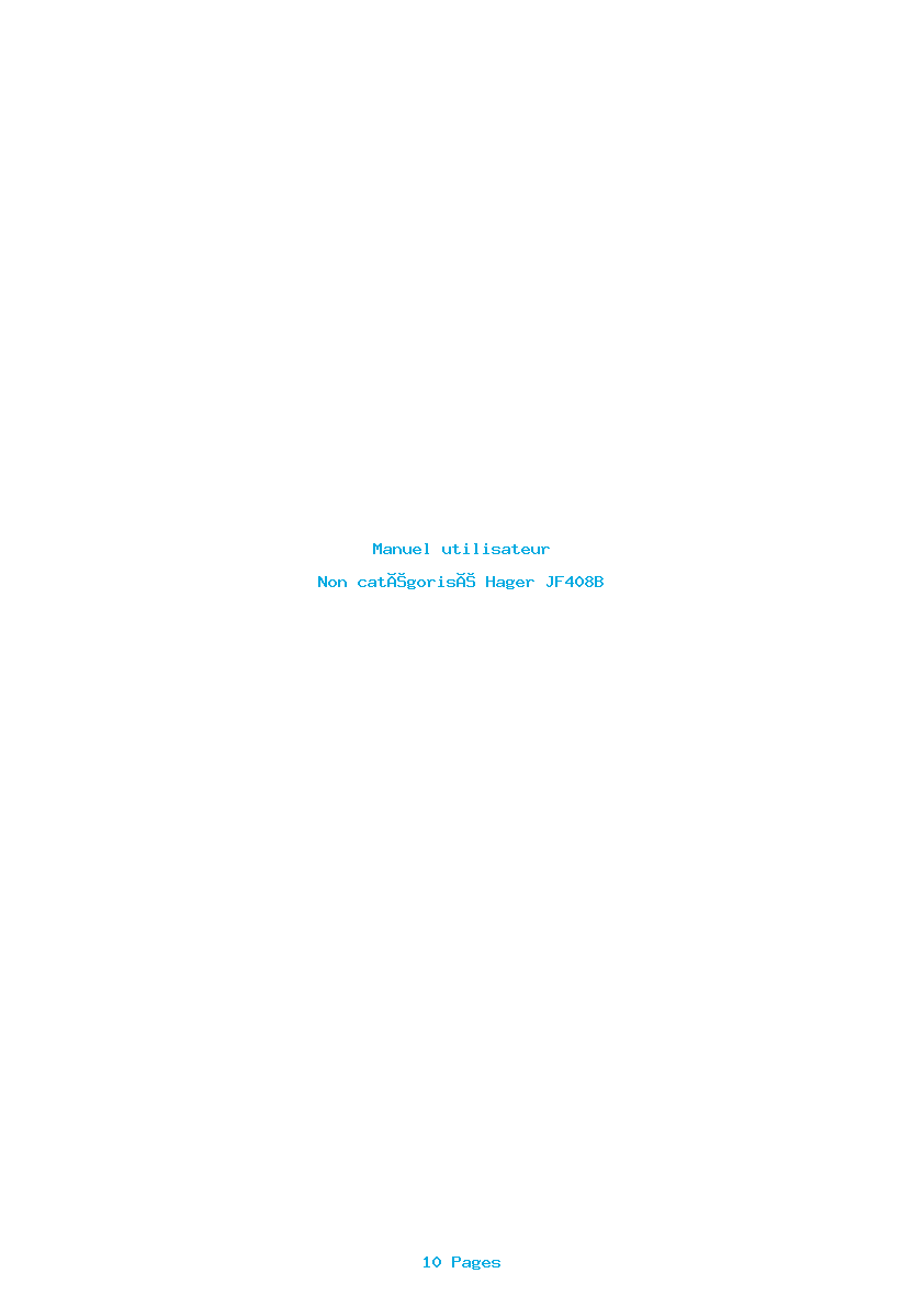 Page 1 de la notice Manuel utilisateur Hager JF408B