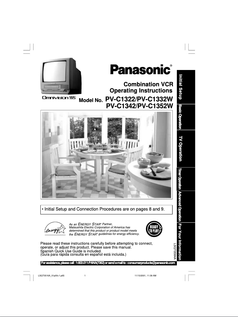 Page 1 de la notice Manuel utilisateur Panasonic PV-C1332W