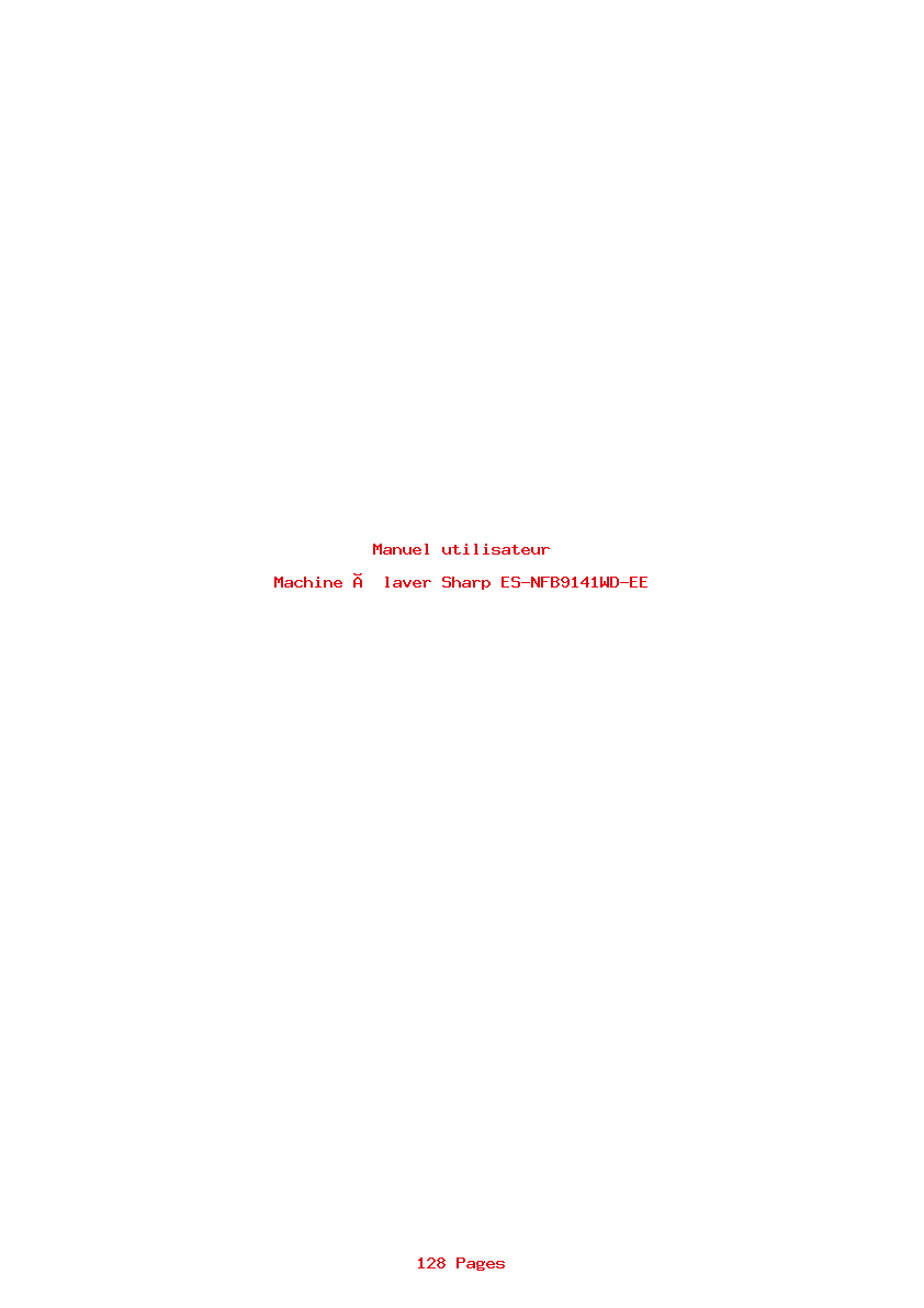 Page 1 de la notice Manuel utilisateur Sharp ES-NFB9141WD-EE