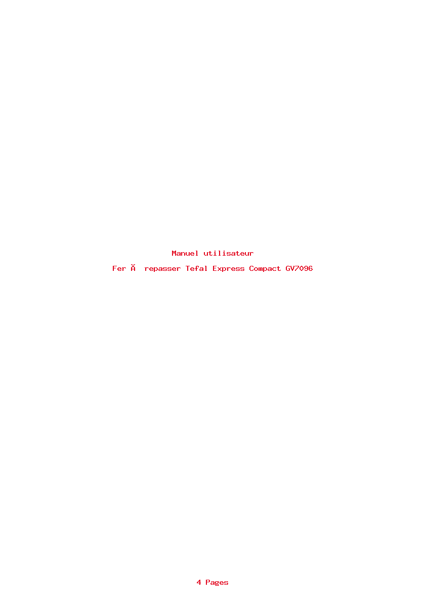 Page 1 de la notice Manuel utilisateur Tefal Express Compact GV7096