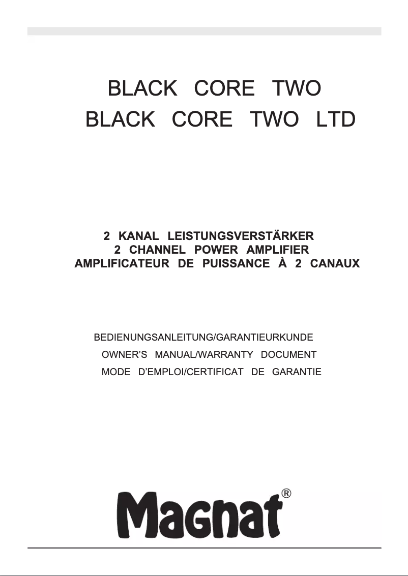 Page 1 of the manual User Manual Magnat Black Core Two LTD