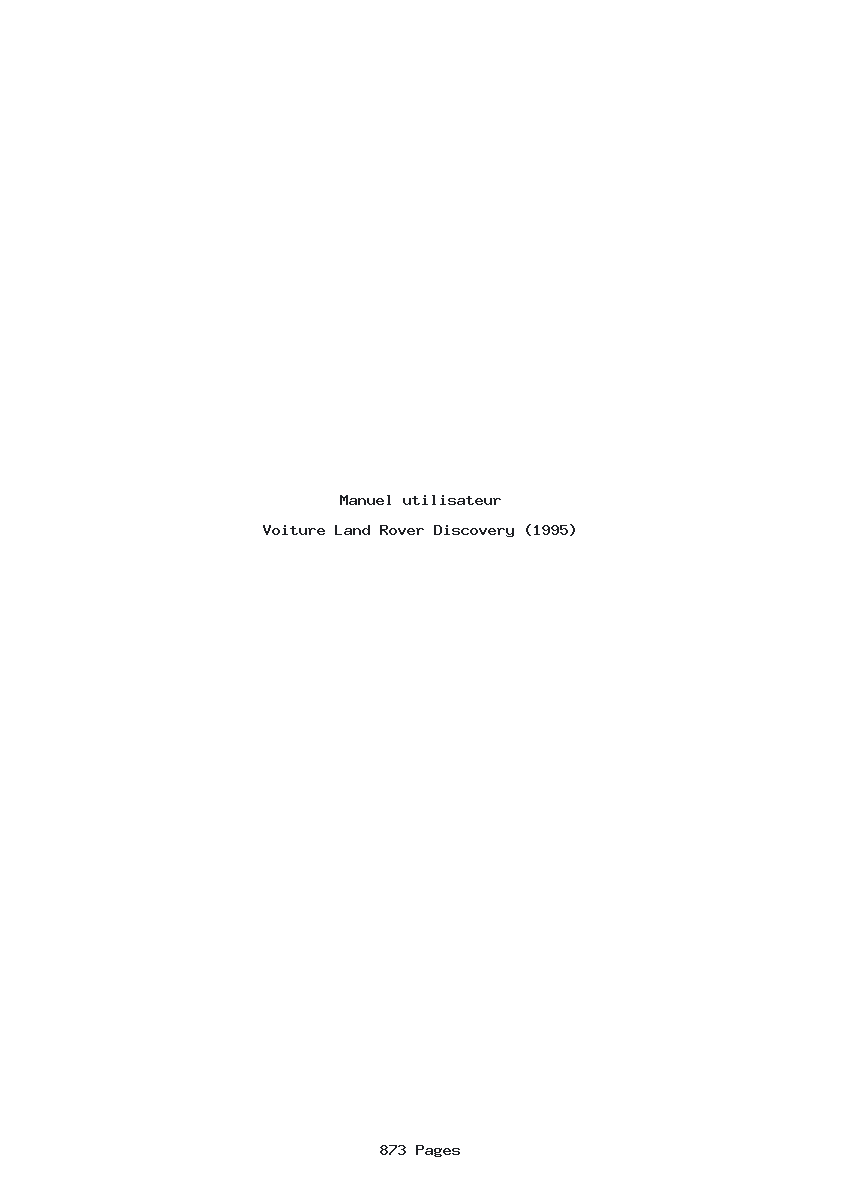 Page 1 de la notice Manuel utilisateur Land Rover Discovery (1995)