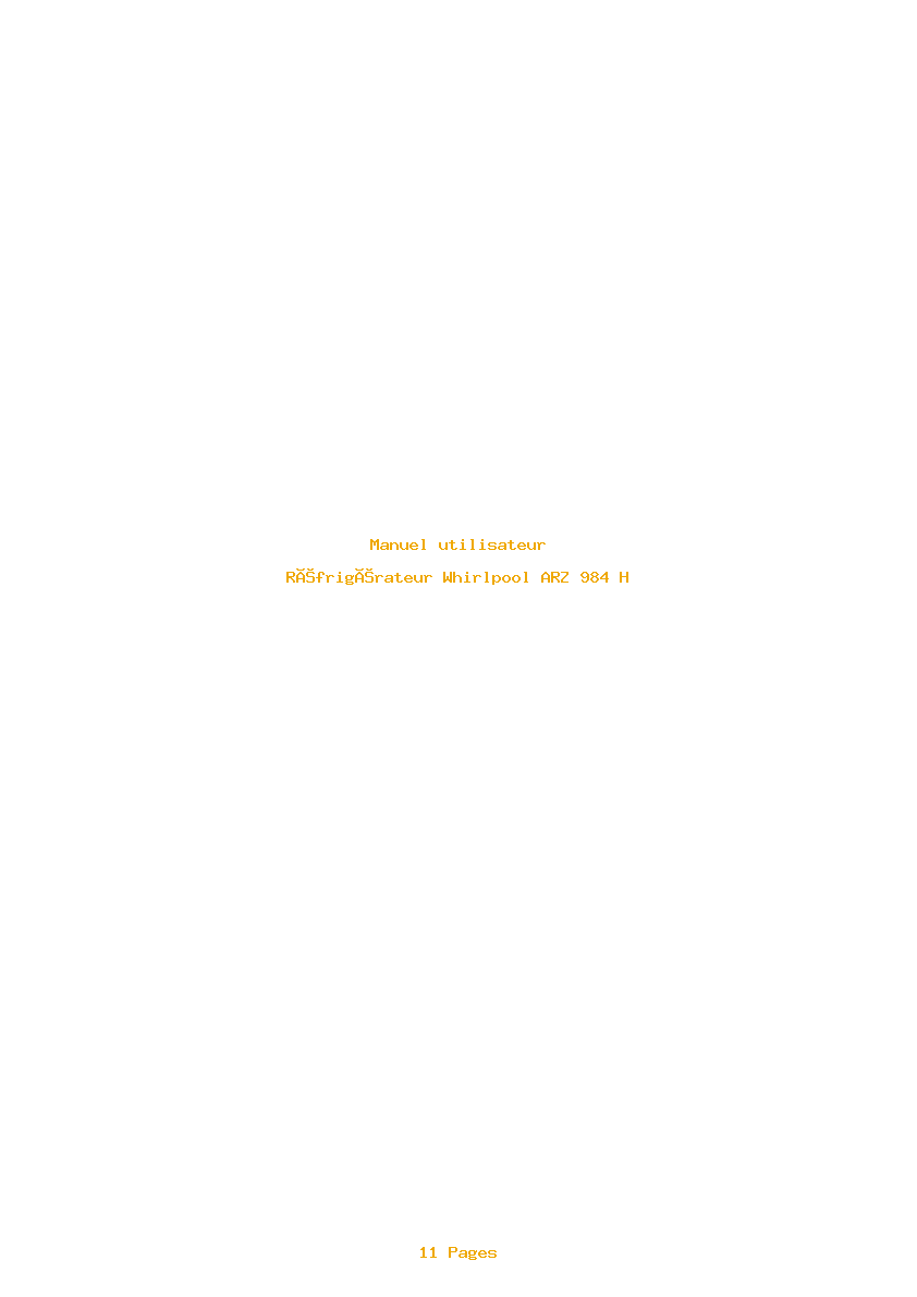Page 1 de la notice Manuel utilisateur Whirlpool ARZ 984 H