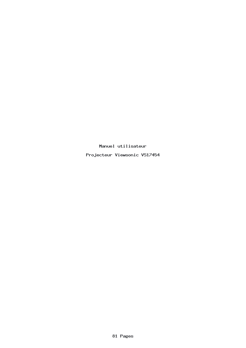 Page 1 de la notice Manuel utilisateur Viewsonic VS17454