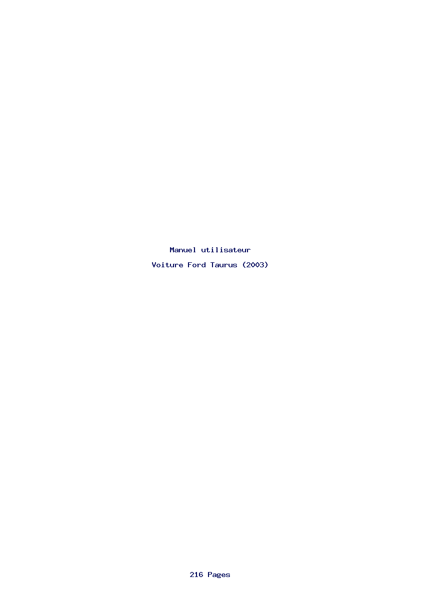 Page 1 de la notice Manuel utilisateur Ford Taurus (2003)