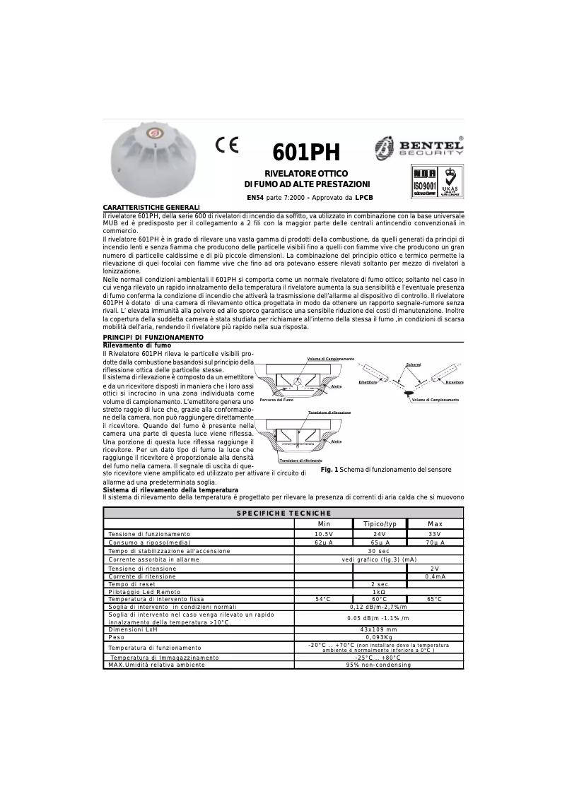 Page 1 de la notice Manuel utilisateur Bentel 601PH