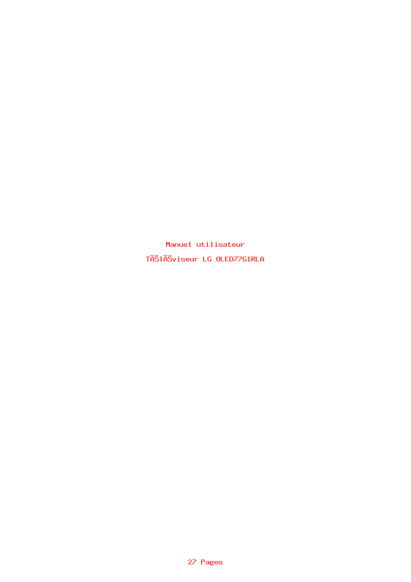 Page 1 de la notice Manuel utilisateur LG OLED77G1RLA