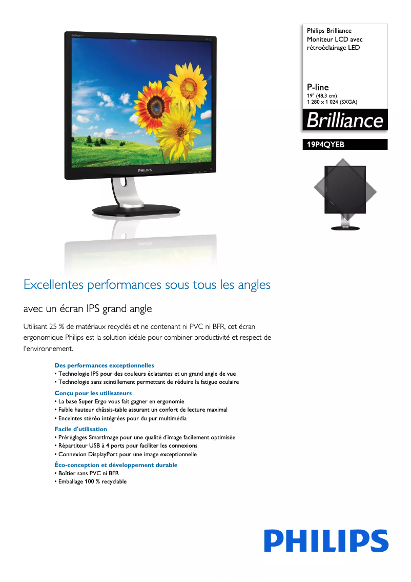 Página 1 del manual Ficha técnica Philips Brilliance 19P4QYEB