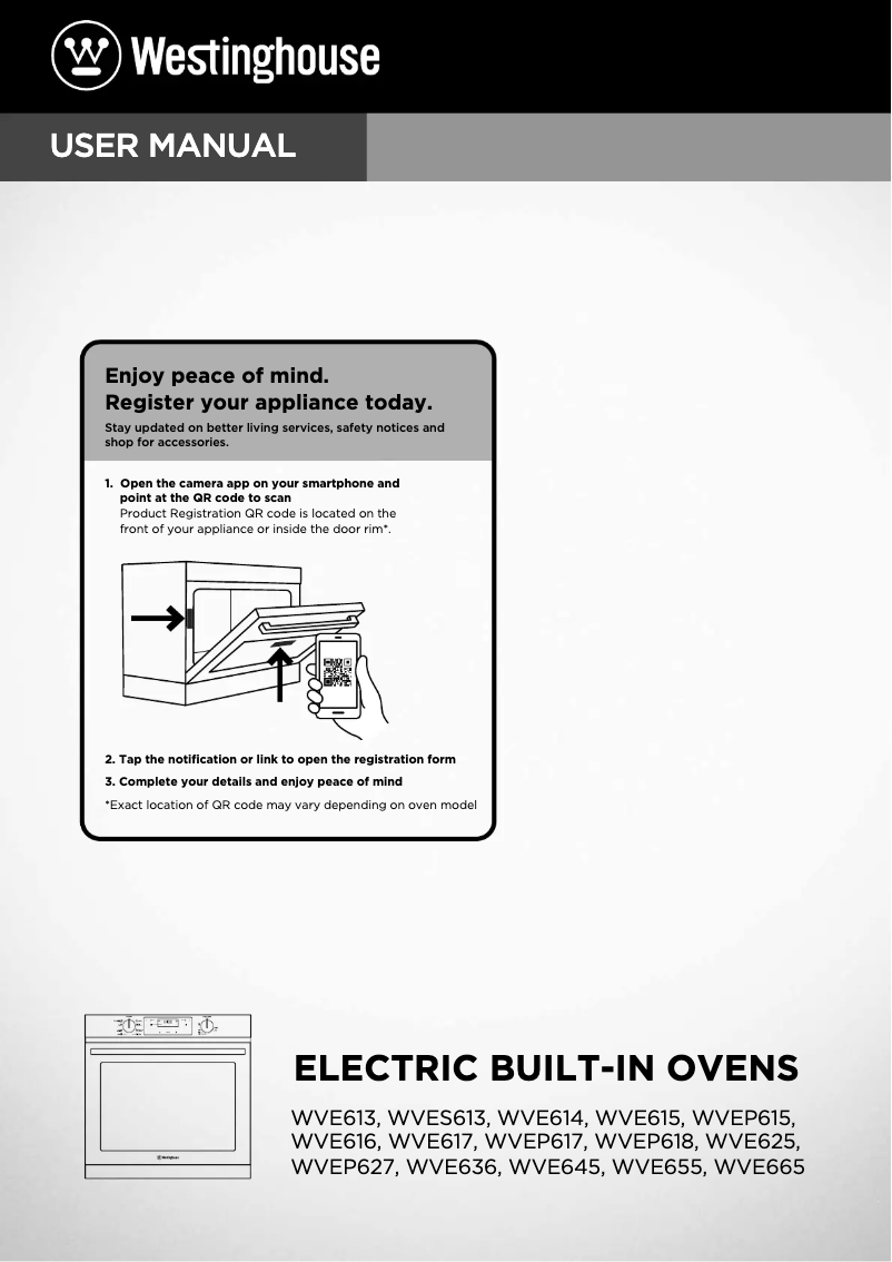 Page 1 de la notice Manuel utilisateur Westinghouse WVE655SC