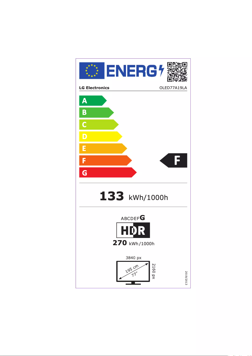 Page 1 of the manual Energy Label LG OLED77A19LA