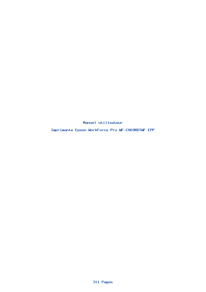 Page 1 de la notice Manuel utilisateur Epson WorkForce Pro WF-C869RDTWF EPP