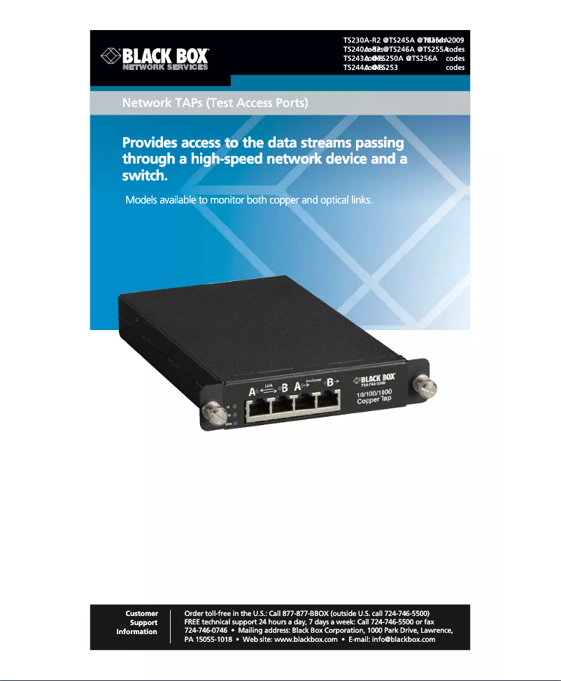 Page 1 de la notice Manuel utilisateur Black Box TS256A