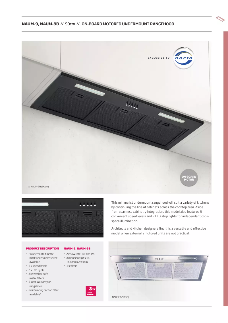 Page 1 de la notice Fiche technique Schweigen NAUM-9