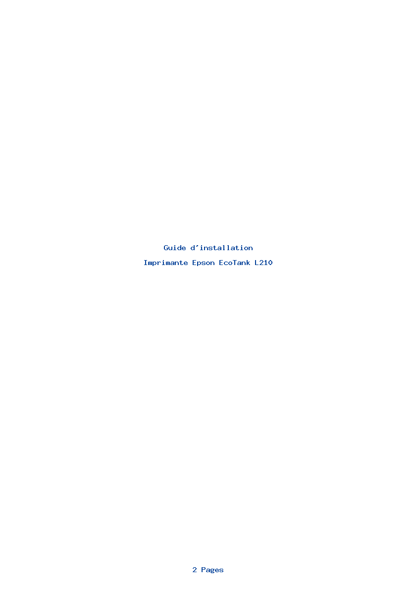Page 1 de la notice Guide d'installation Epson EcoTank L210