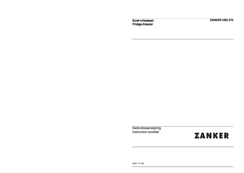 Page 1 de la notice Manuel utilisateur Zanker USD 270