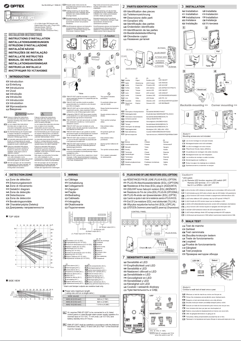 Page 1 of the manual User Manual Optex FMX-ST