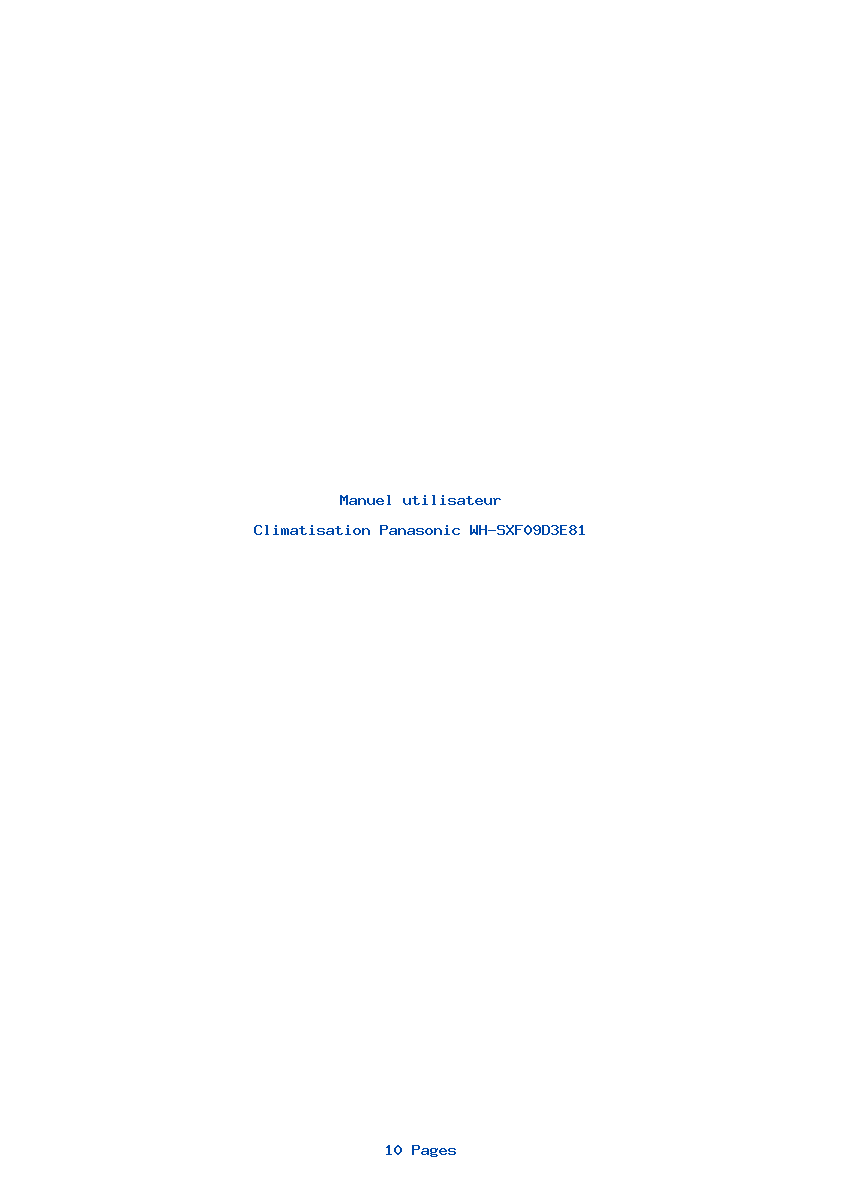 Page 1 de la notice Manuel utilisateur Panasonic WH-SXF09D3E81