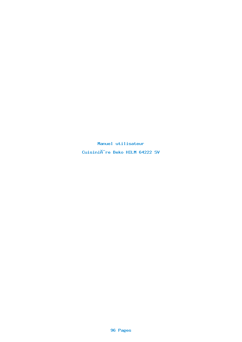Page 1 de la notice Manuel utilisateur Beko HILM 64222 SV