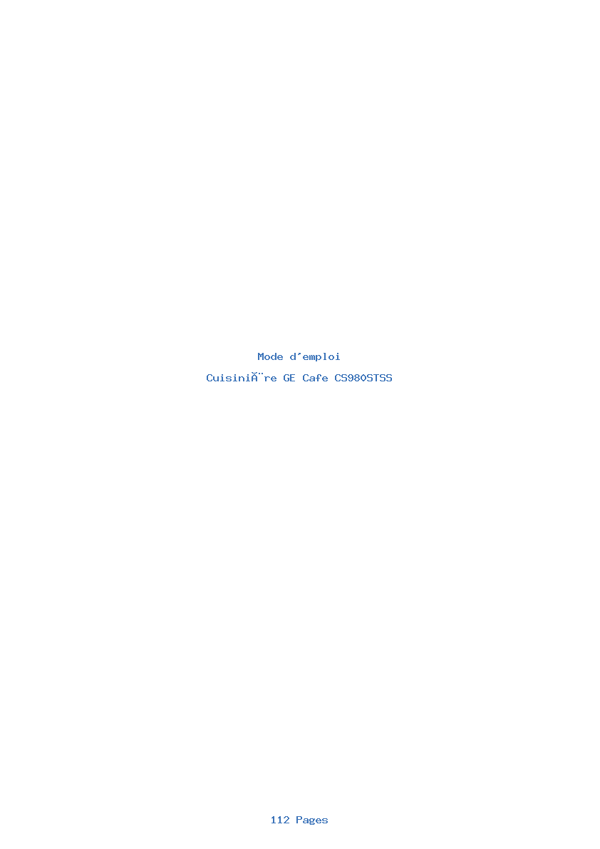 Page 1 de la notice Mode d'emploi GE Cafe CS980STSS