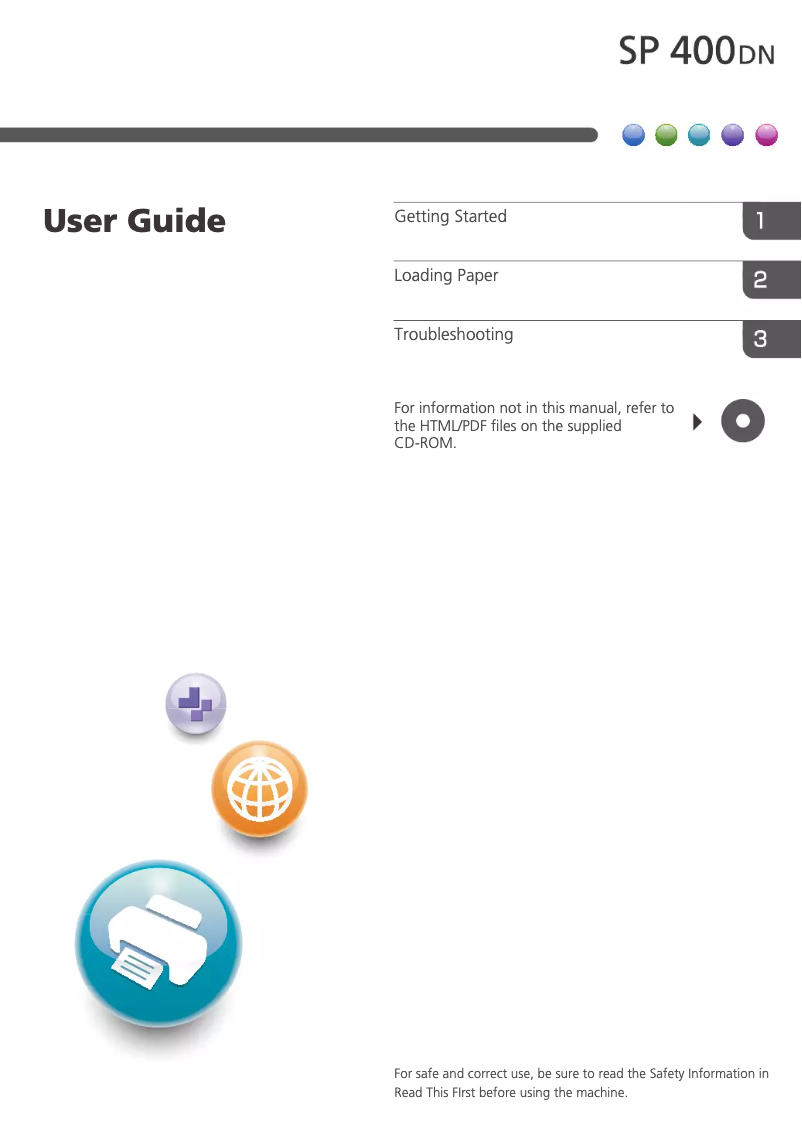 Page 1 de la notice Manuel utilisateur Ricoh SP 400DN