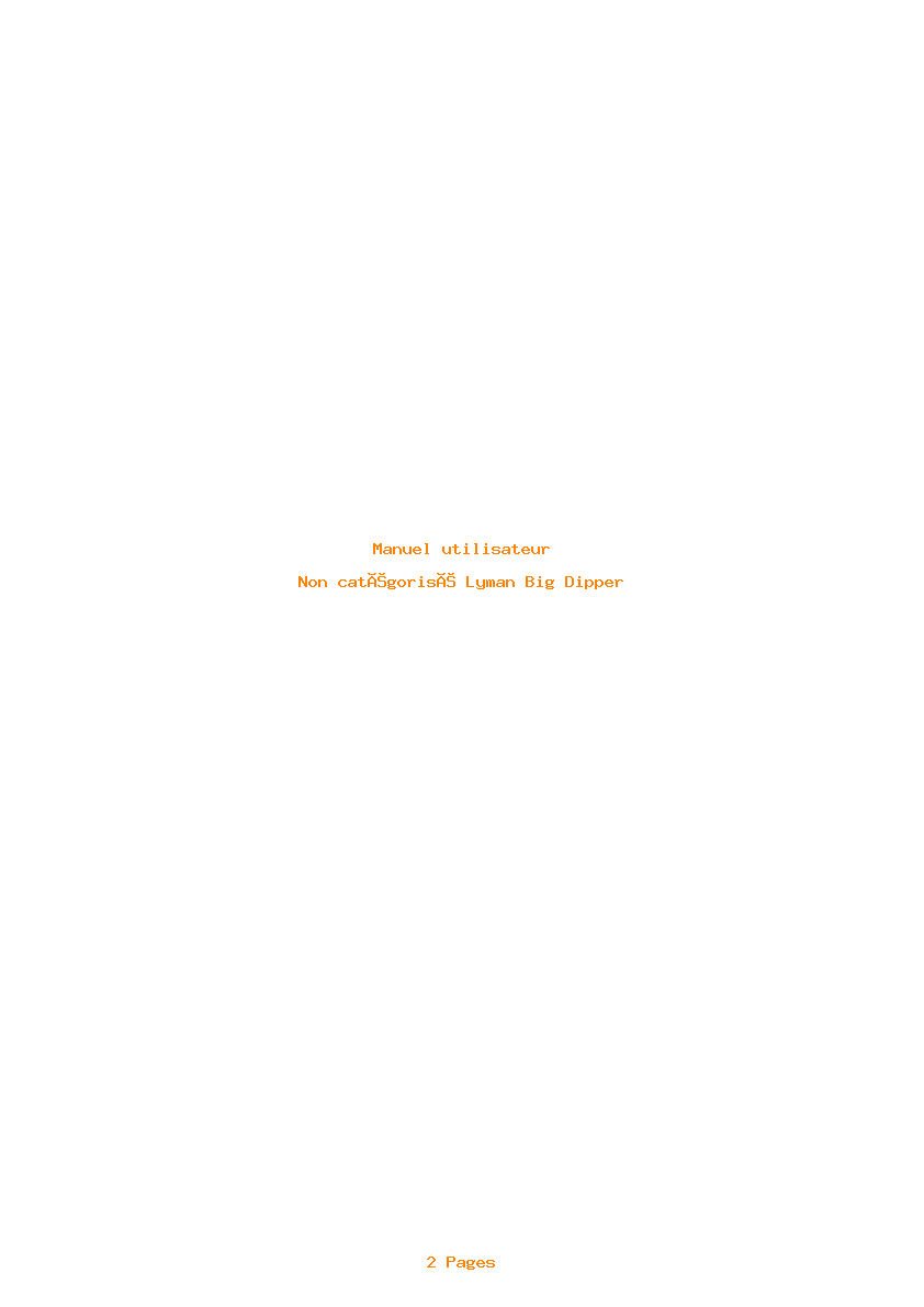 Page 1 de la notice Manuel utilisateur Lyman Big Dipper