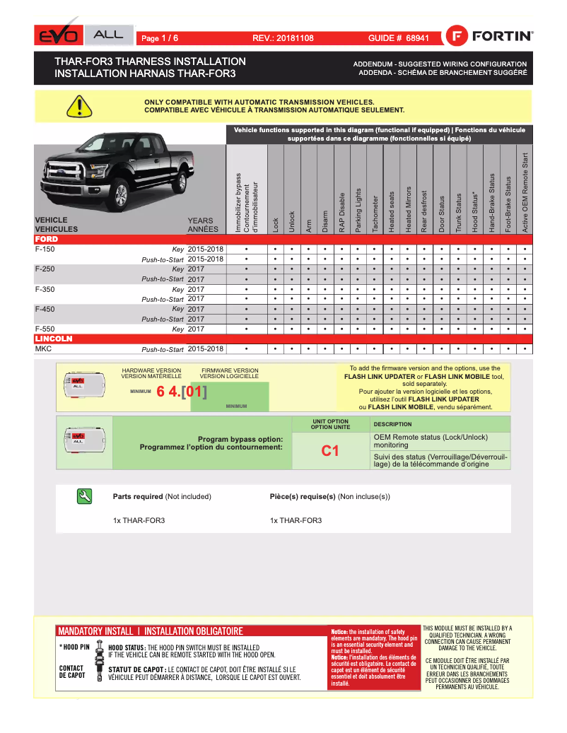 Page 1 de la notice Manuel utilisateur Fortin EVO-FORT3