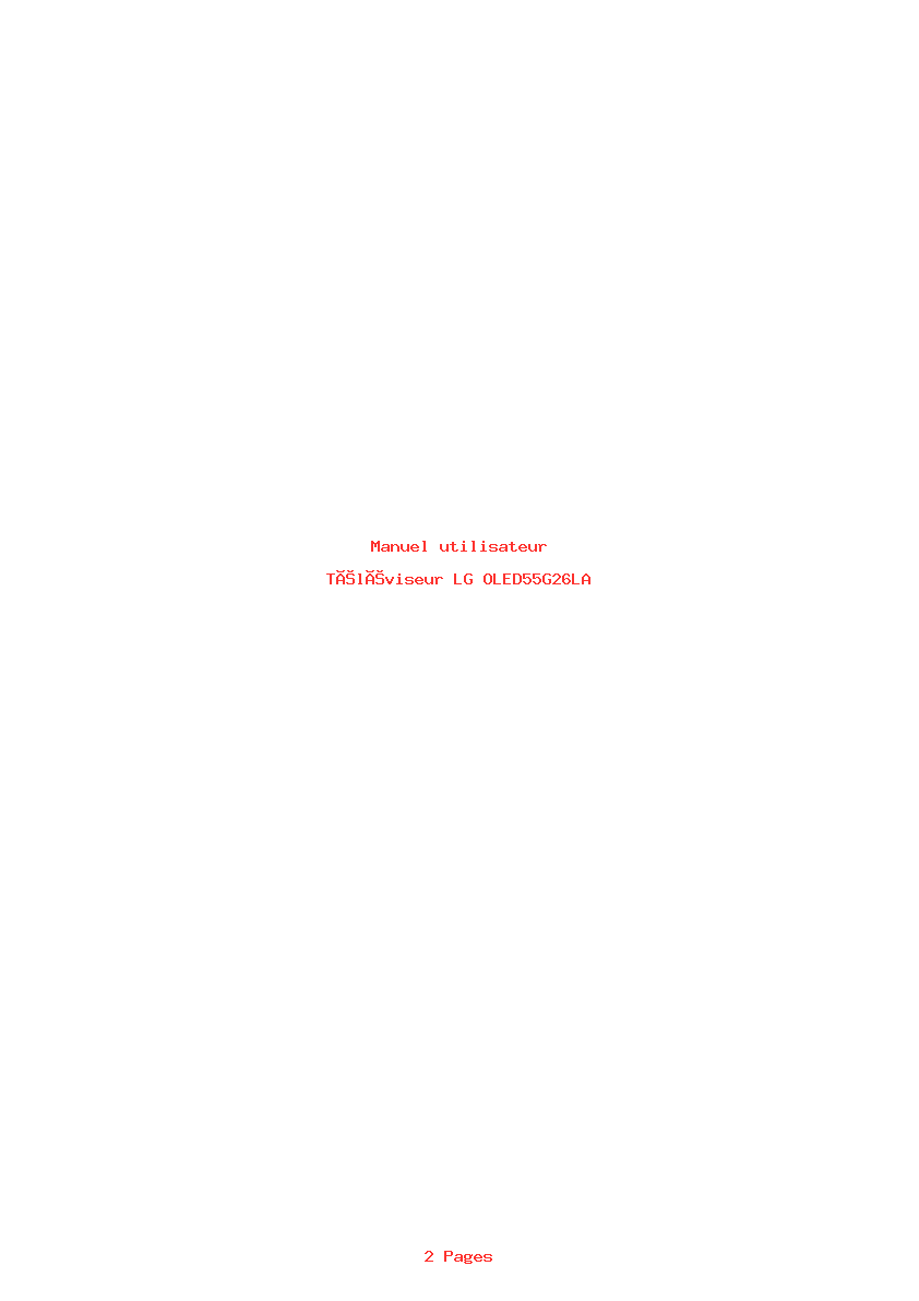 Page 1 de la notice Manuel utilisateur LG OLED55G26LA