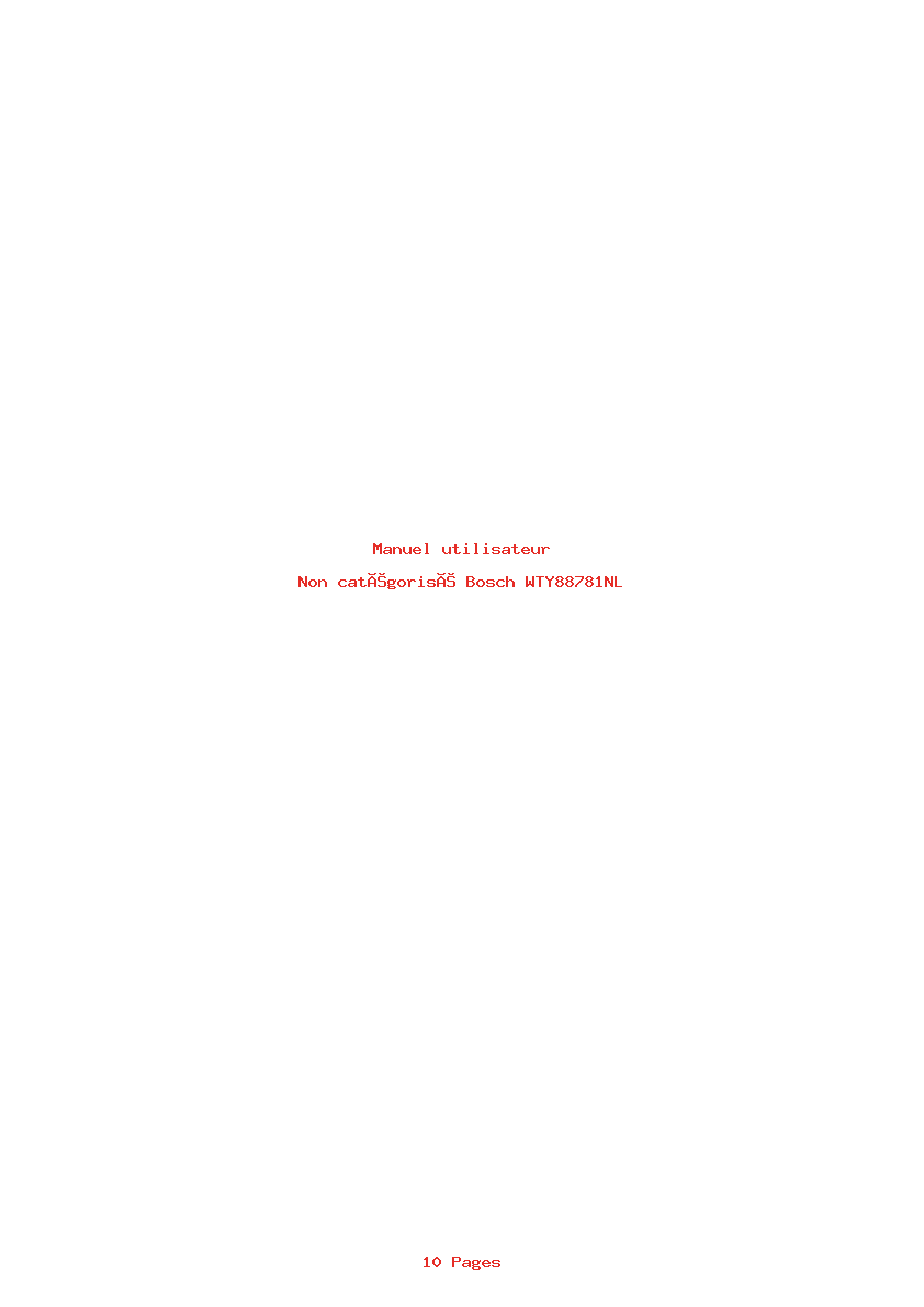 Page 1 de la notice Manuel utilisateur Bosch WTY88781NL