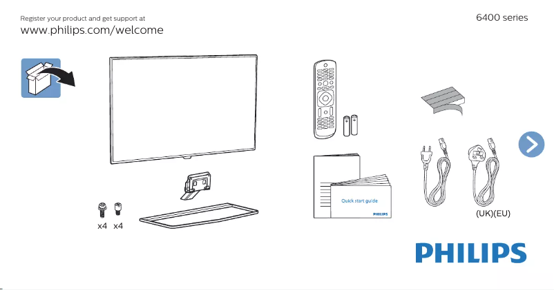 Page 1 de la notice Guide de démarrage rapide Philips 6000 series 40PUK6400