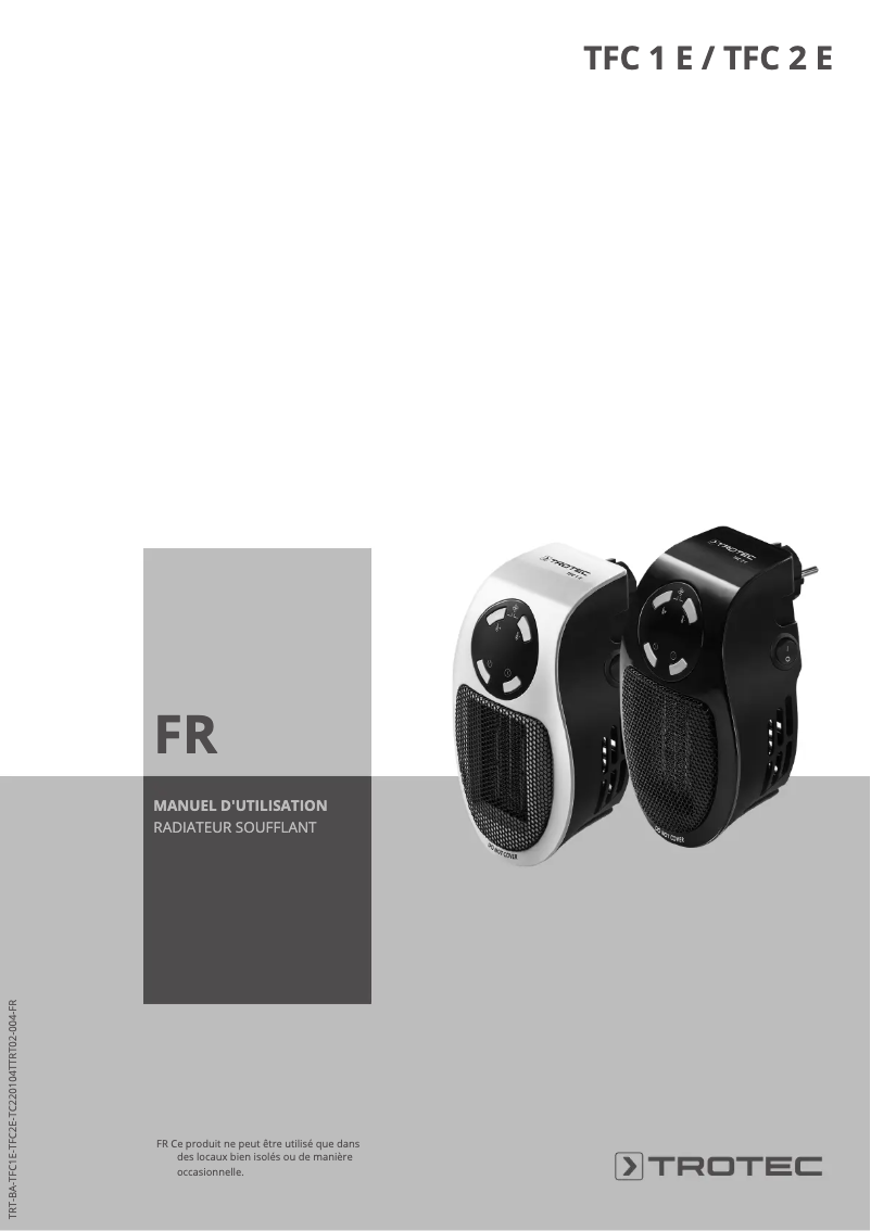 Page 1 de la notice Manuel utilisateur Trotec TFC 2 E