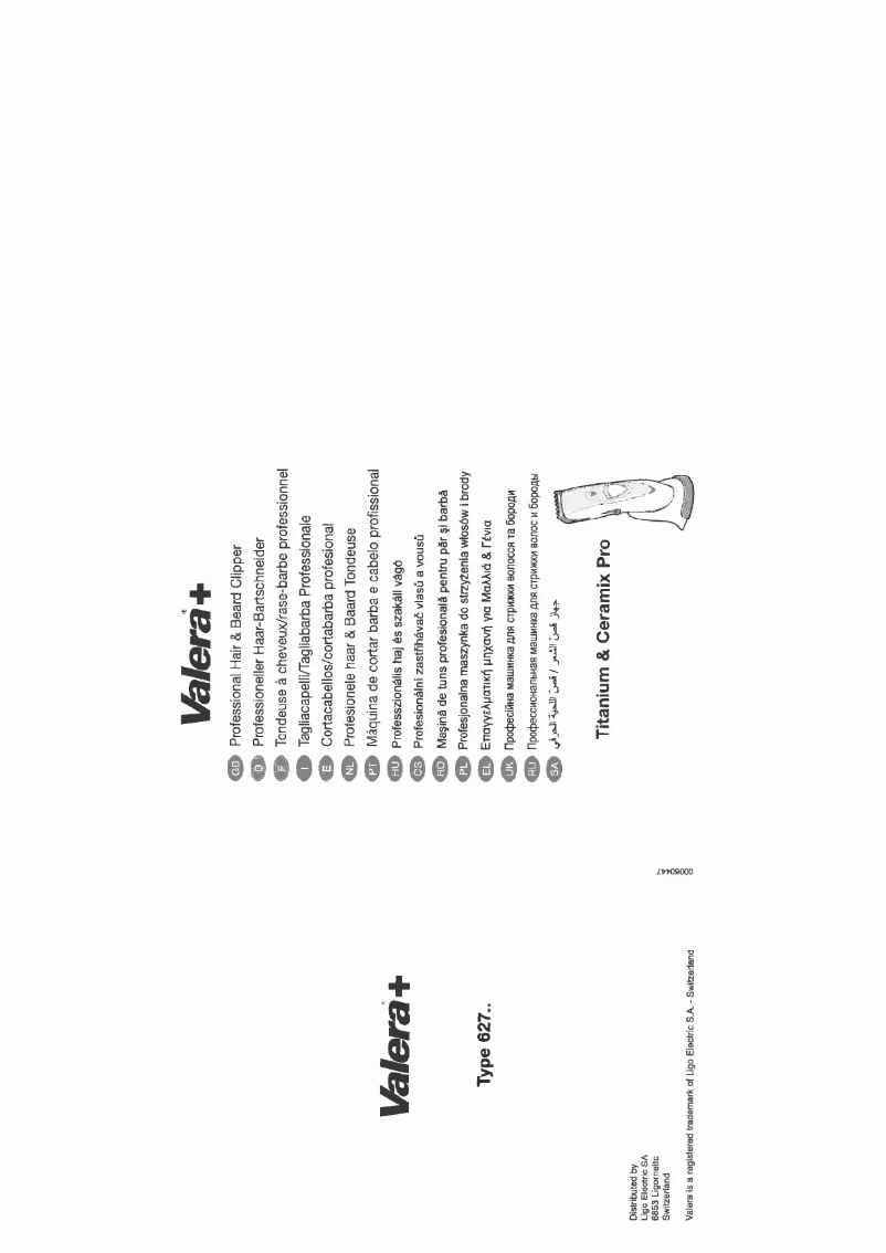 Page 1 de la notice Manuel utilisateur Valera Titanium & Ceramix Pro 627