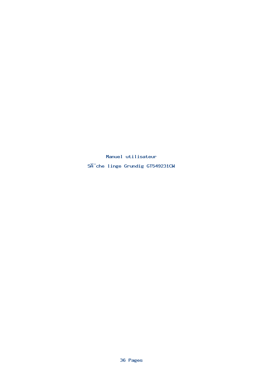 Page 1 de la notice Manuel utilisateur Grundig GT549231CW