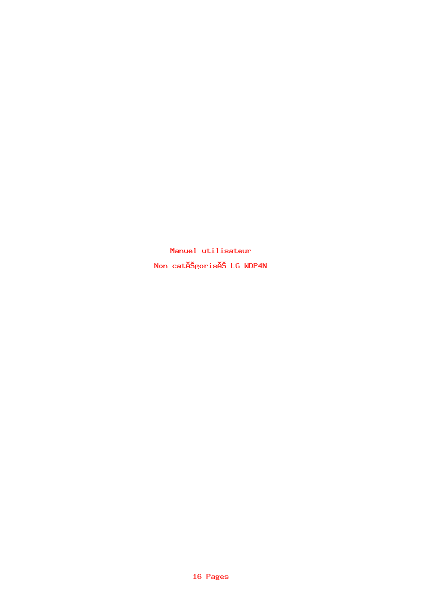 Image de la première page du manuel de l'appareil WDP4N