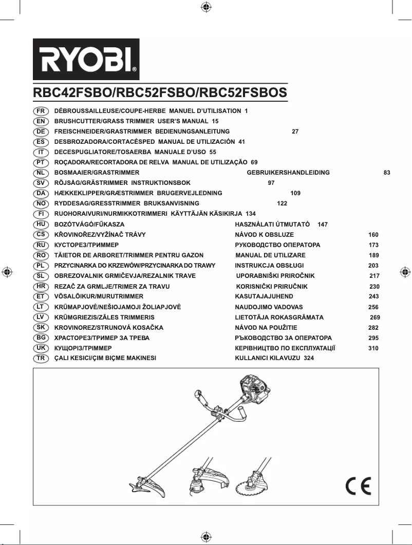 Page 1 de la notice Manuel utilisateur RYOBI RBC52FSBO