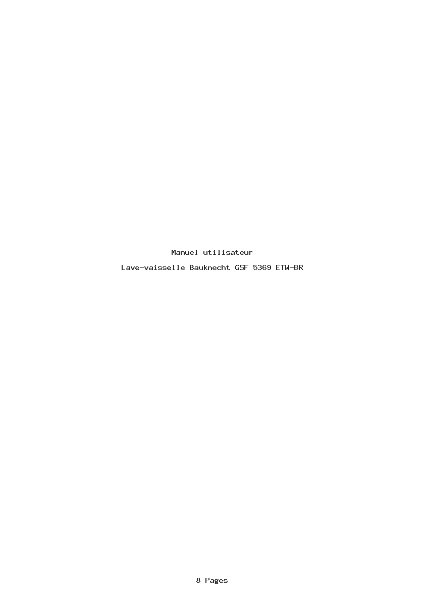 Page 1 de la notice Manuel utilisateur Bauknecht GSF 5369 ETW-BR
