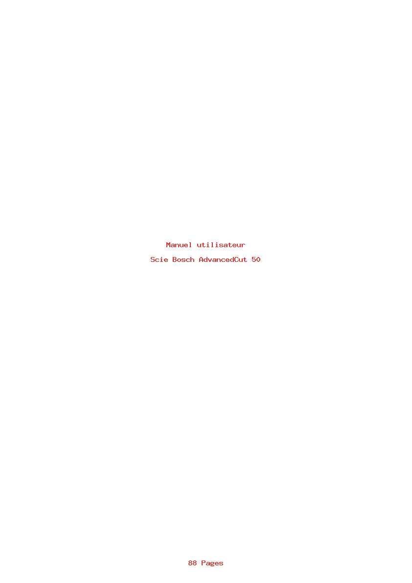 Page 1 de la notice Manuel utilisateur Bosch AdvancedCut 50