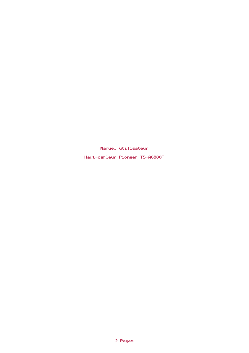 Page 1 de la notice Manuel utilisateur Pioneer TS-A6880F