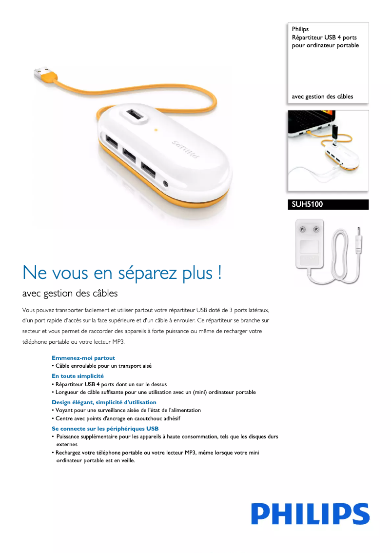 Page 1 of the manual Technical Sheet Philips SUH5100