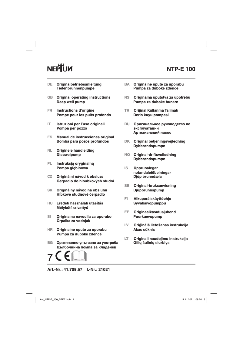 Page 1 de la notice Manuel utilisateur Neptun NTP-E 100