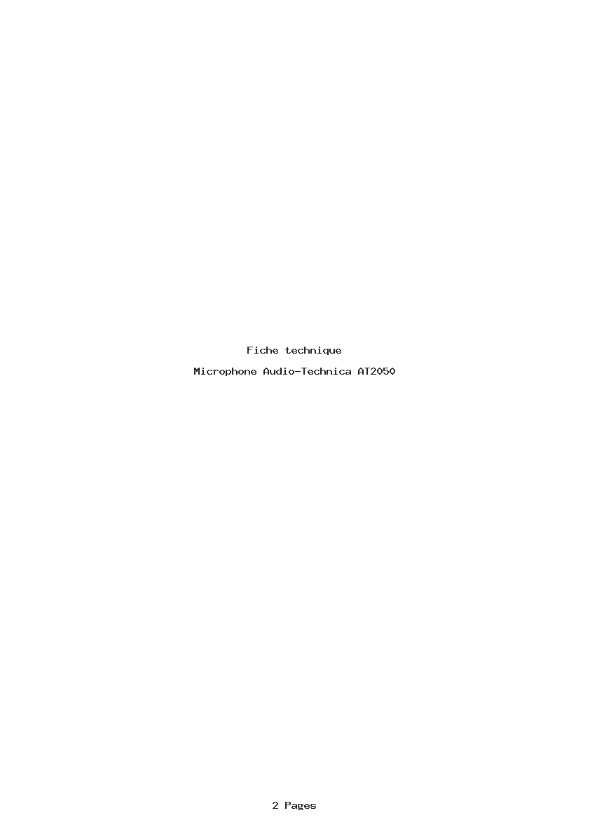 Page 1 de la notice Fiche technique Audio-Technica AT2050