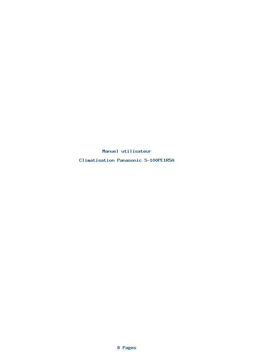Page 1 de la notice Manuel utilisateur Panasonic S-100PE1R5A