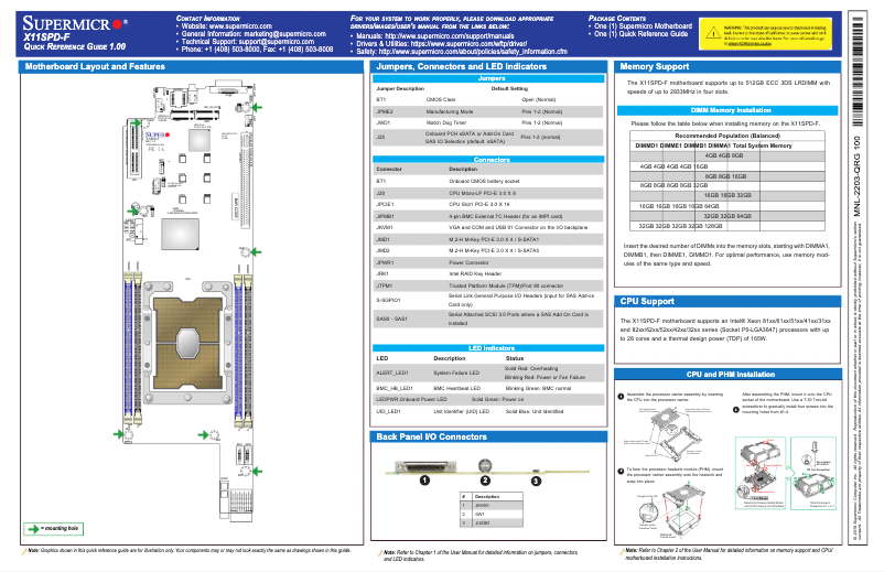 Page 1 de la notice Guide de démarrage rapide Supermicro X11SPD-F