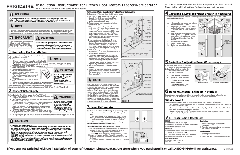 Page 1 de la notice Guide d'installation Frigidaire FFHN2740PS