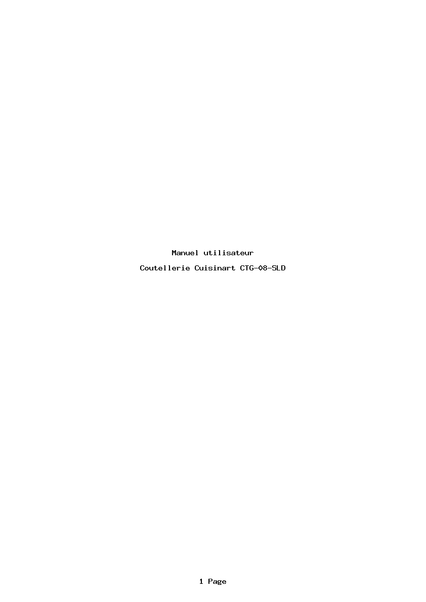 Page 1 de la notice Manuel utilisateur Cuisinart CTG-08-SLD