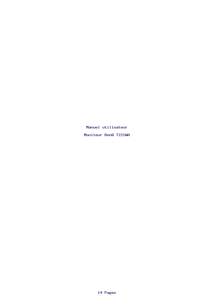 Page 1 de la notice Manuel utilisateur BenQ T221WA