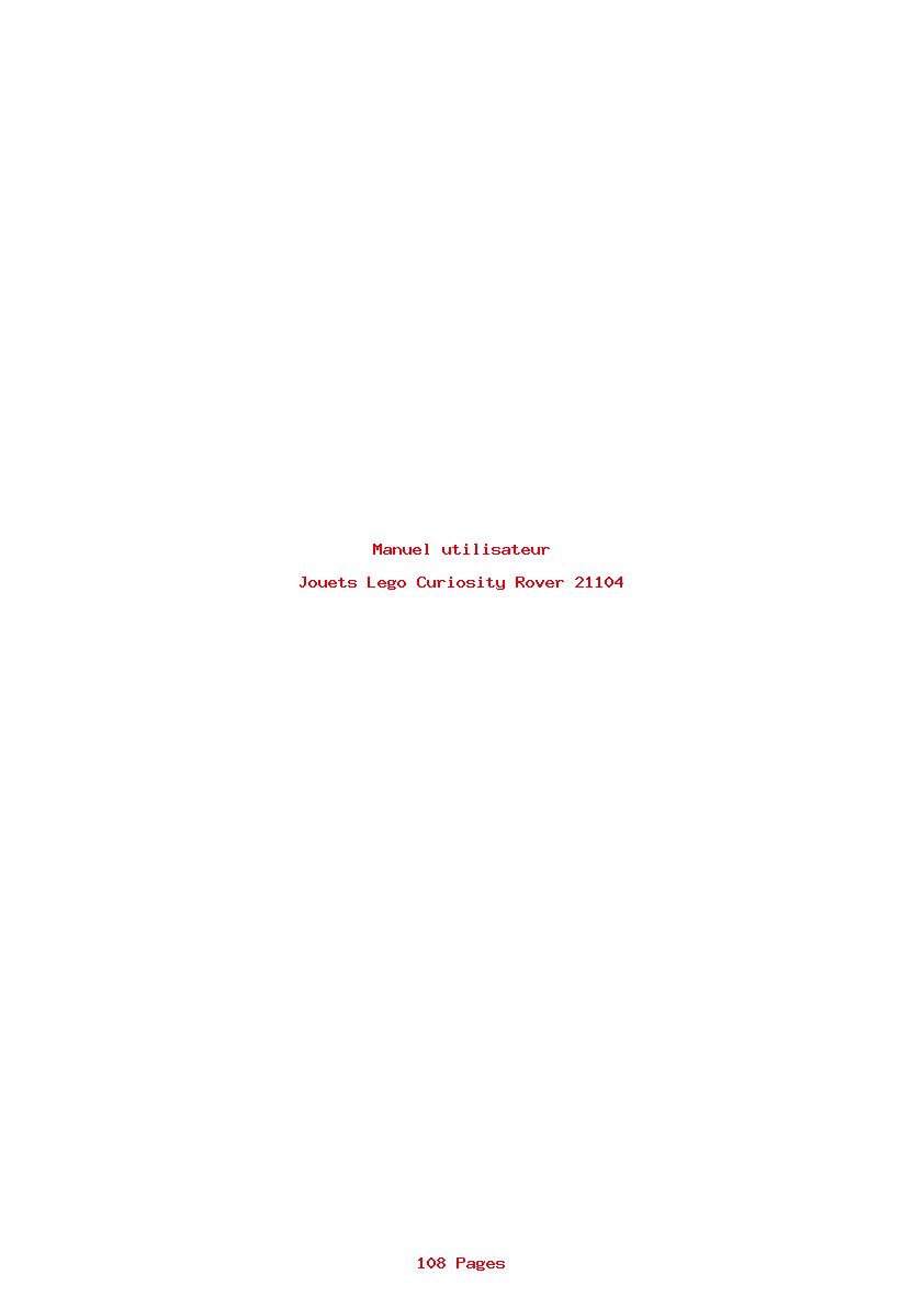 Page 1 de la notice Manuel utilisateur Lego Curiosity Rover 21104